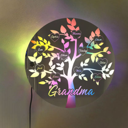 Personalized Family Tree Mirror Light Customized Family Names Warm Christmas Gift