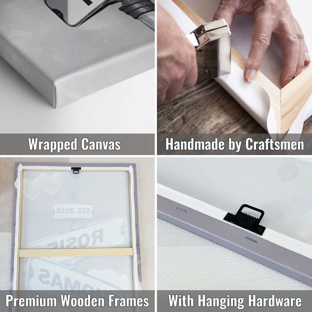 Personalized Couple Names Street Heart Sign Canvas Wall Art Frame