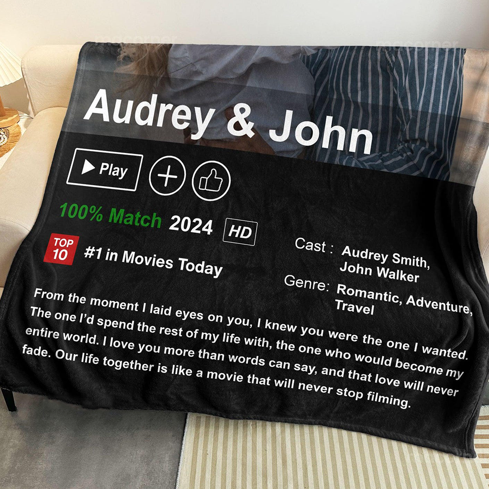 50%OFF⭐️Custom LOVEFLIX Movie Photo Blanket with Your Love Story