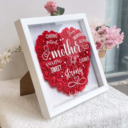 Loving Amazing Caring Mother Gift For Mom - Personalized Flower Shadow Box