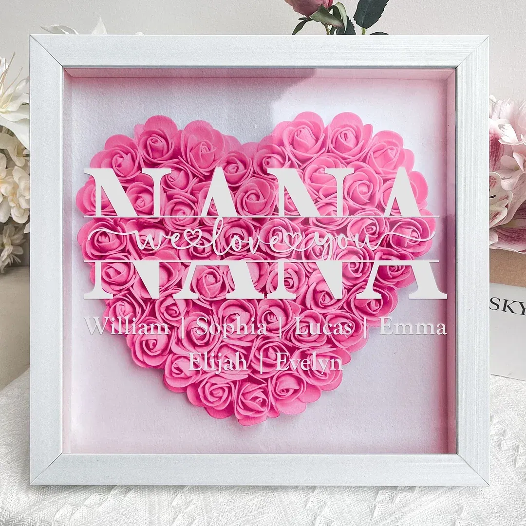 Mom Gift We Love You Every Day - Personalized Flower Shadow Box