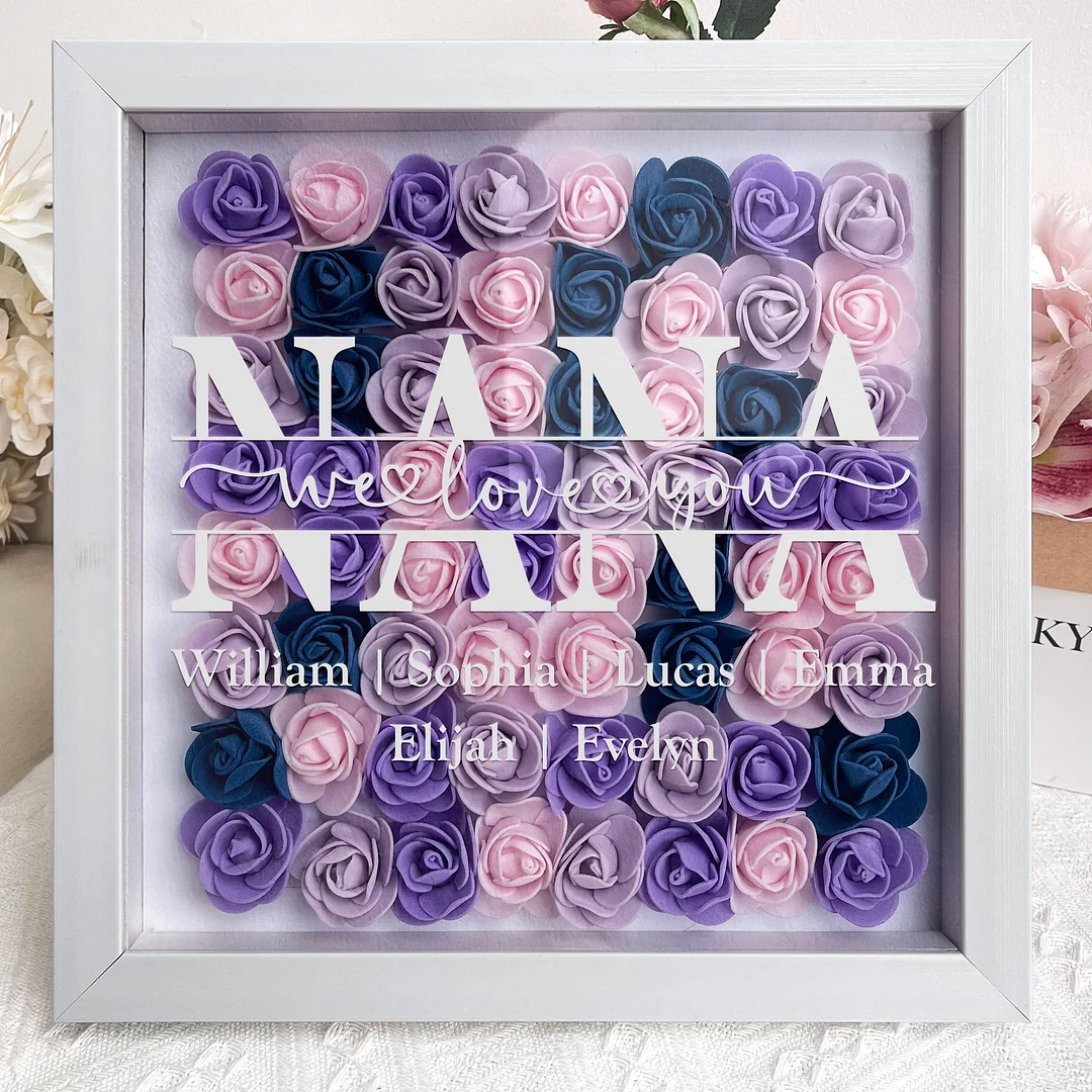 We Love You NANA - Personalized Flower Shadow Box
