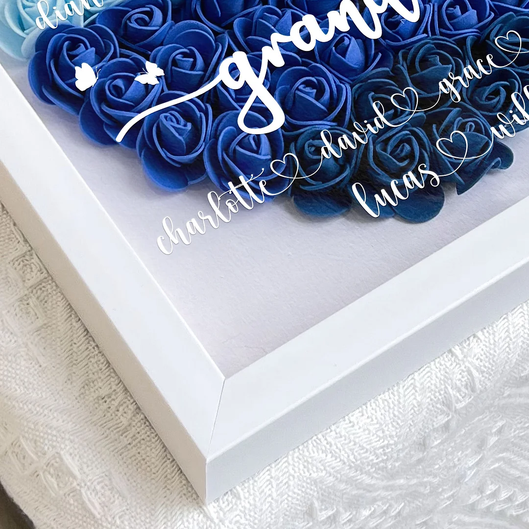 Personalized First Mom Now Grandma Flower Shadow Box, Shadowbox Heart Mom Frame Gift