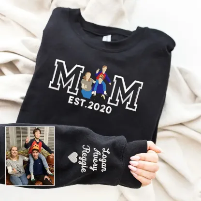 Custom Embroidered Portrait Sweatshirt Best Gift For Mom