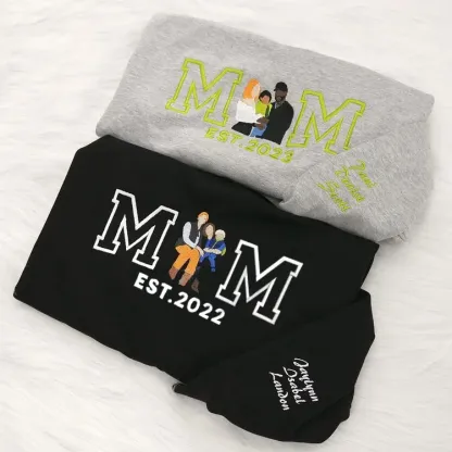 Custom Embroidered Portrait Sweatshirt Best Gift For Mom