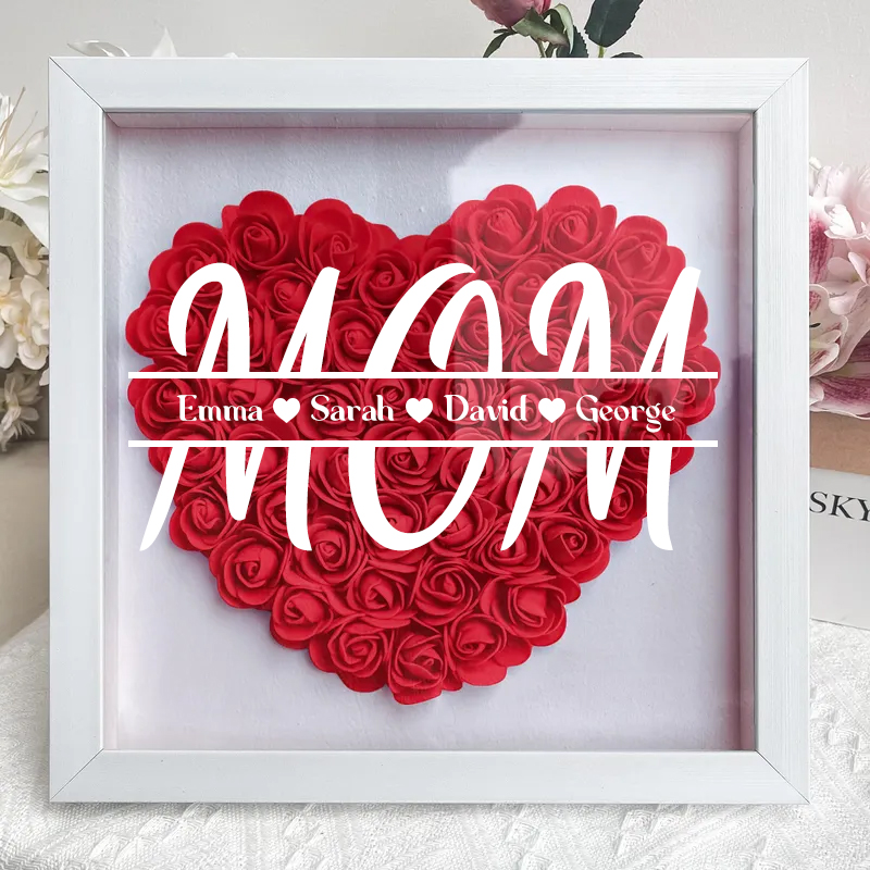 Personalized Flower Shadow Box With Kid's Name - Mother's Day Gift 