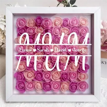 Personalized Flower Shadow Box With Kid's Name - Mother's Day Gift 