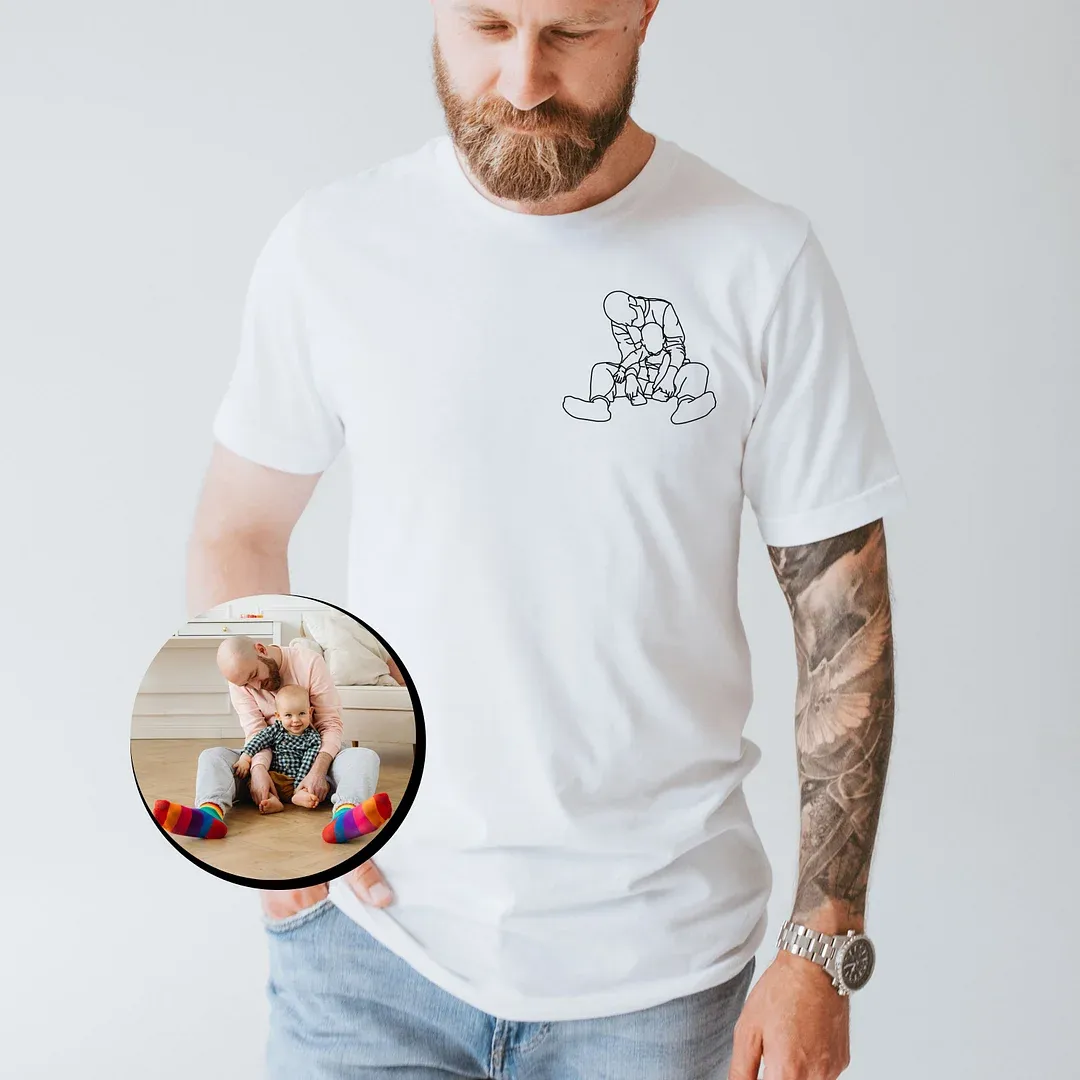 Personalized Embroidered Portrait Sweatshirt - Unique Gift for Dad - Custom Father and Son Hoodie, Couple Portrait-Creatgifts