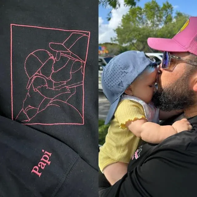 Personalized Embroidered Portrait Sweatshirt - Unique Gift for Dad - Custom Father and Son Hoodie, Couple Portrait-Creatgifts