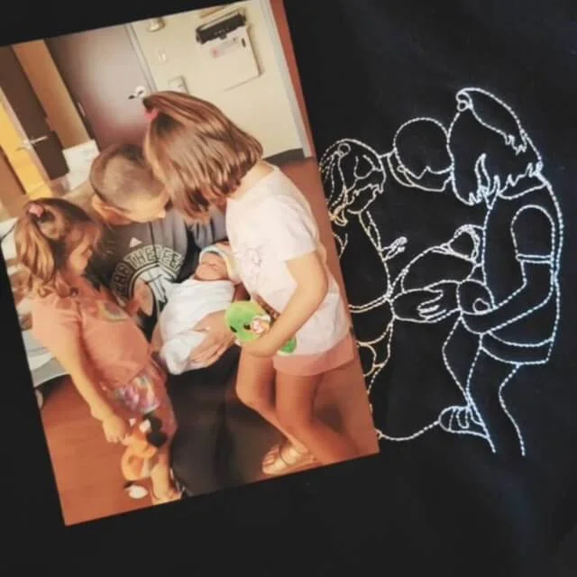 Personalized Embroidered Portrait Sweatshirt - Unique Gift for Dad - Custom Father and Son Hoodie, Couple Portrait-Creatgifts