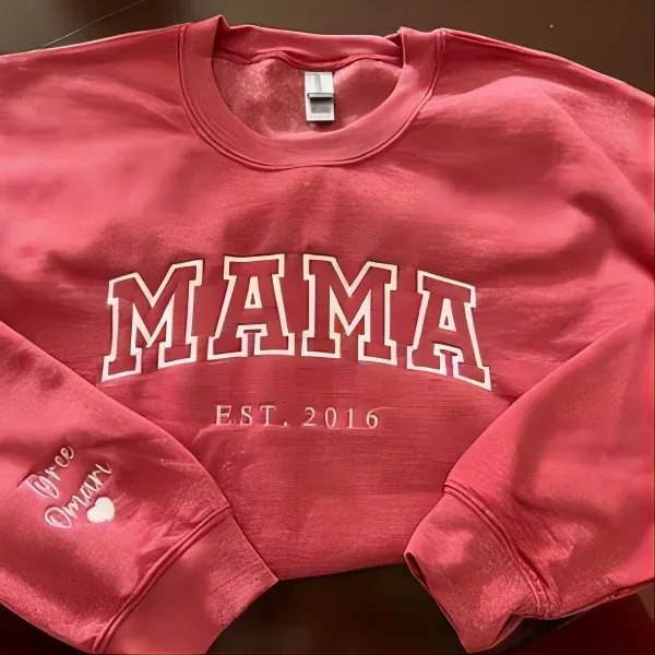 Personalized Dad & Mama Embroidered Sweatshirt With Date & Name, Father's Day Gift