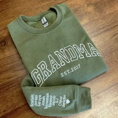 Personalized Dad & Mama Embroidered Sweatshirt With Date & Name, Father's Day Gift