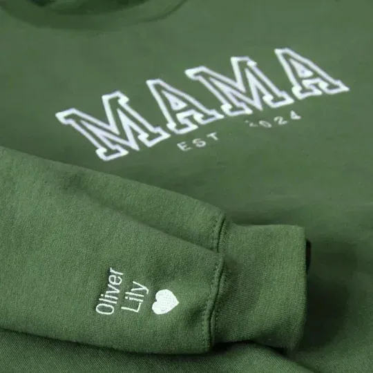 Personalized Dad & Mama Embroidered Sweatshirt With Date & Name, Father's Day Gift