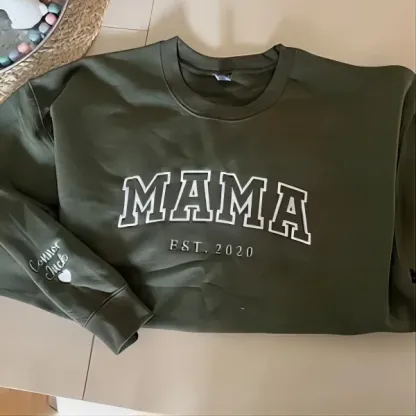 Personalized Dad & Mama Embroidered Sweatshirt With Date & Name, Father's Day Gift