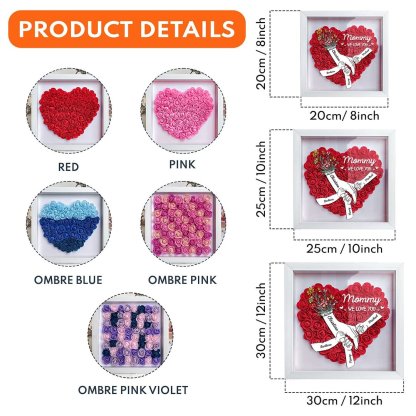 We Love You Mommy Hand Holding - Personalized Flower Shadow Box 
