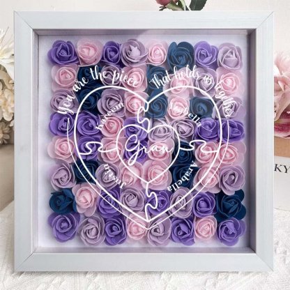 You Are The Piece That Hold Us Together - Personalized Flower Shadow Box