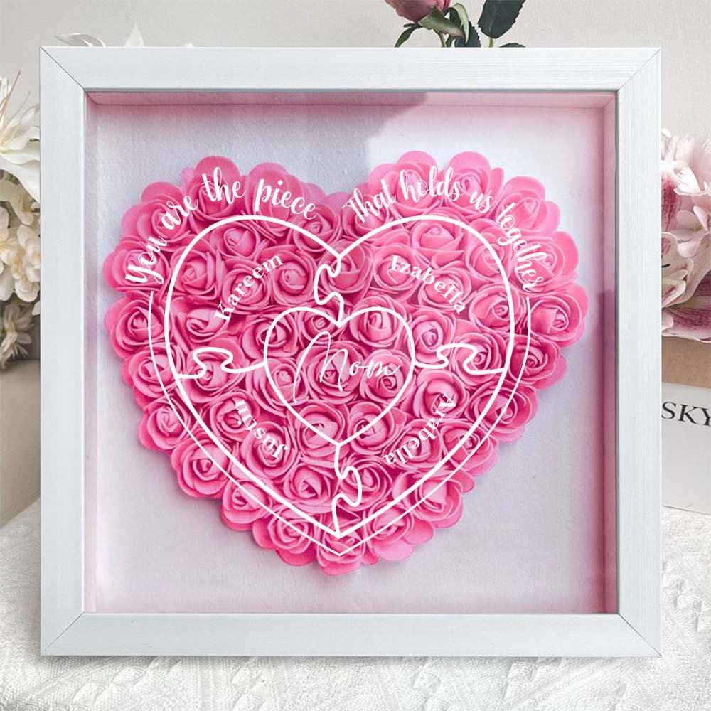 You Are The Piece That Hold Us Together - Personalized Flower Shadow Box