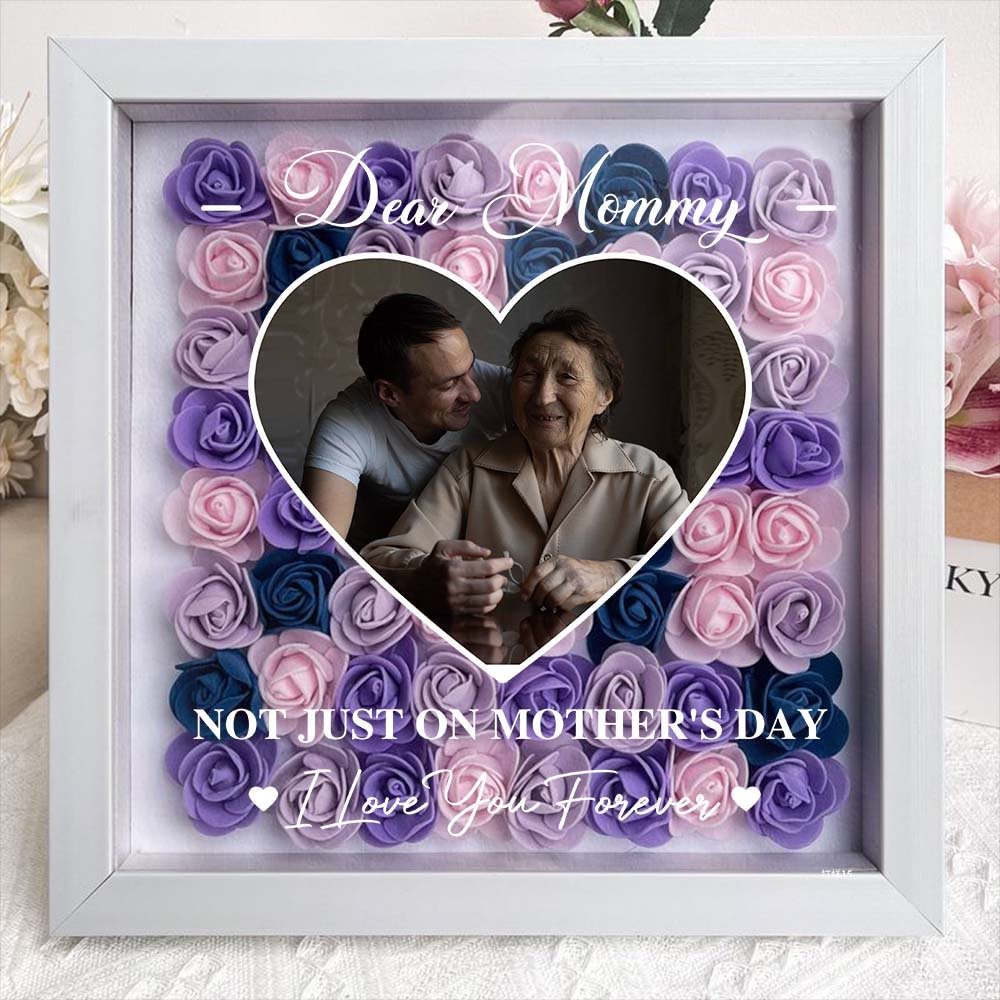 Personalized Custom Dear Mom I Love You Forever Flower Shadow Box Gift For Mom