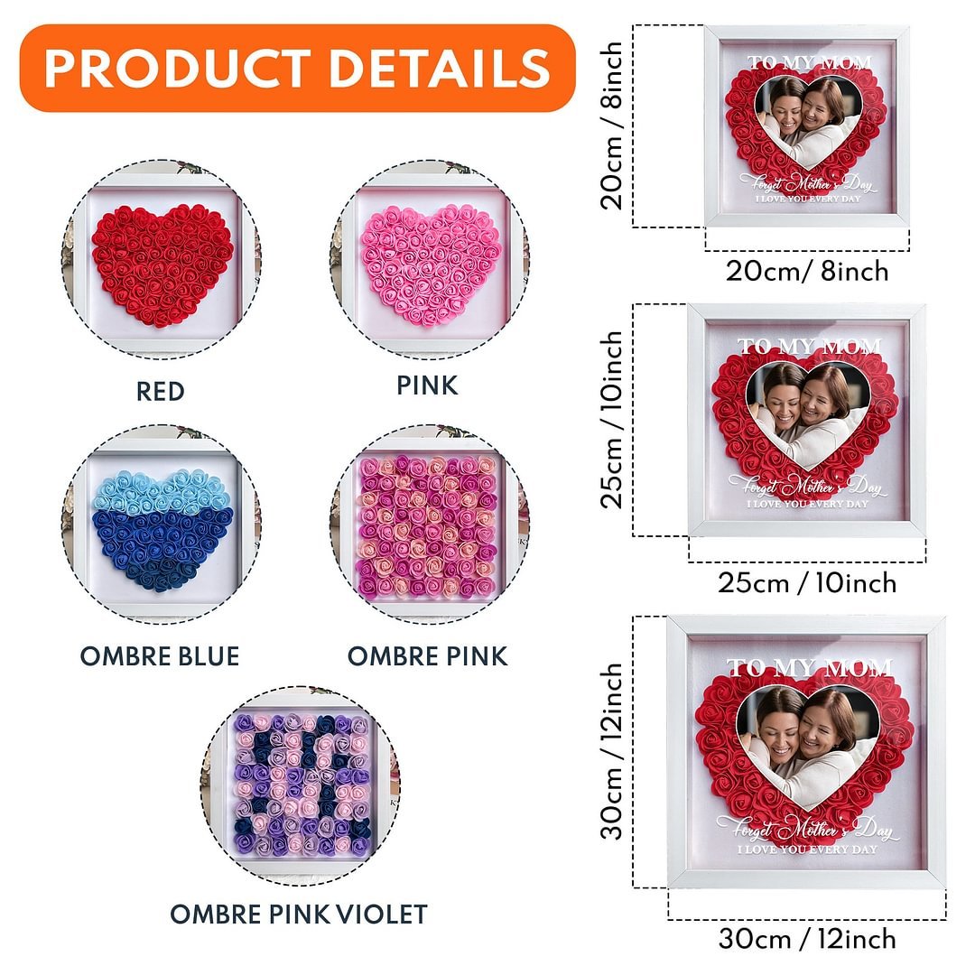 Mom Gift I Love You Every Day - Personalized Flower Shadow Box 