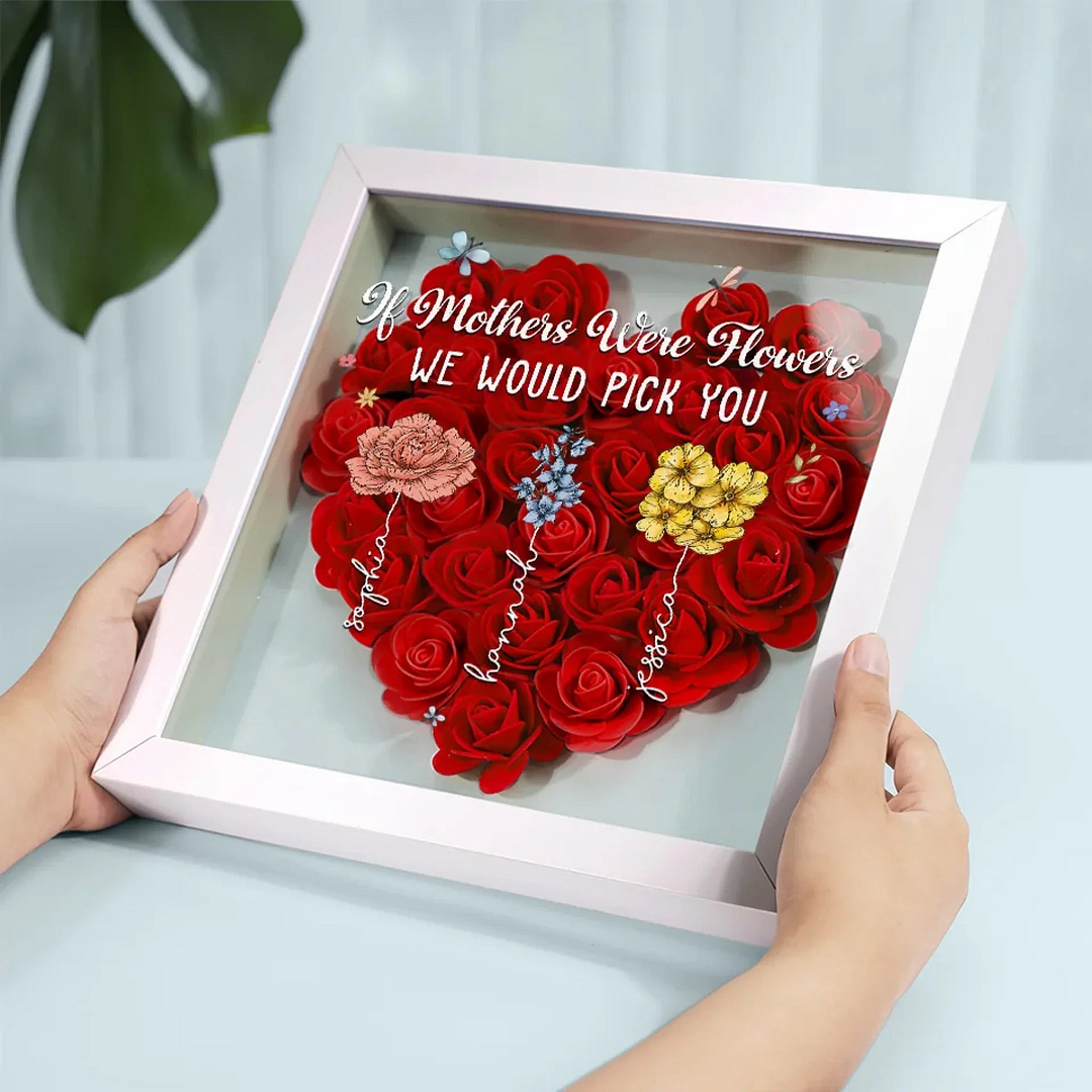 A Mother Is Like A Flower, Each One Beautiful And Unique - Family Personalized Custom Flower Shadow Box - Gift For Mom, Grandma -Creatgifts