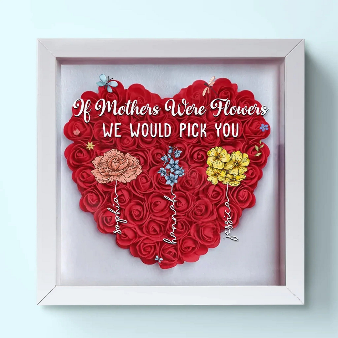 A Mother Is Like A Flower, Each One Beautiful And Unique - Family Personalized Custom Flower Shadow Box - Gift For Mom, Grandma -Creatgifts