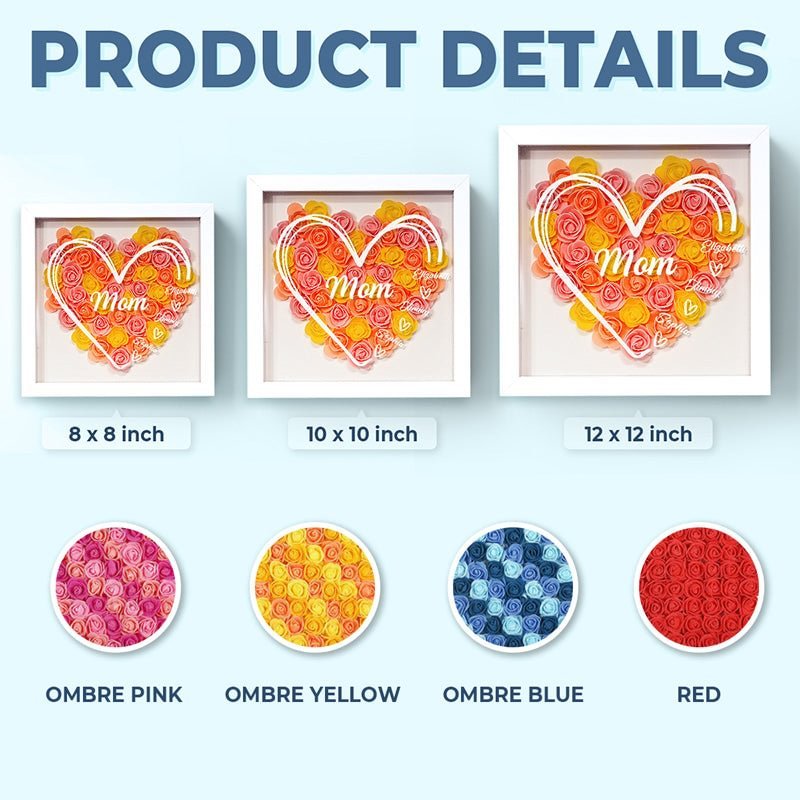 Motherhood Is The Only Thing In My Life - Family Personalized Custom Flower Shadow Box - Mother's Day, Gift For Mom, Grandma -Creatgifts