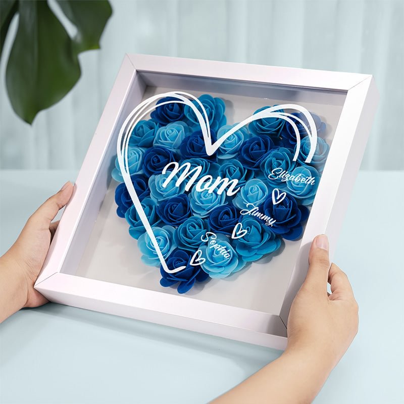 Motherhood Is The Only Thing In My Life - Family Personalized Custom Flower Shadow Box - Mother's Day, Gift For Mom, Grandma -Creatgifts