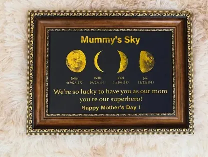 Custom Moon Phases Frame With Text & Date - Mum's Universe
