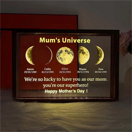 Custom Led Light Frame With Text And Date - Mum's Universe
