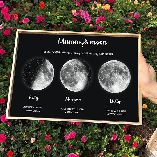 Mother's Day Special Gift Customized Special Anniversary Moon Night Sky Family Gift - Mummy's Universe, Mum's Moons-Creatgifts