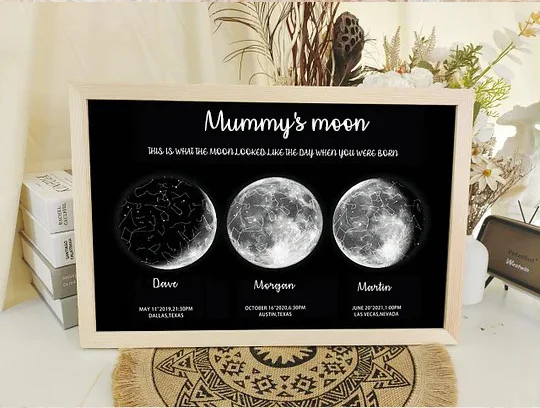 Mother's Day Special Gift Customized Special Anniversary Moon Night Sky Family Gift - Mummy's Universe, Mum's Moons-Creatgifts