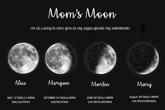 Mother's Day Special Gift Customized Special Anniversary Moon Night Sky Family Gift - Mummy's Universe, Mum's Moons-Creatgifts