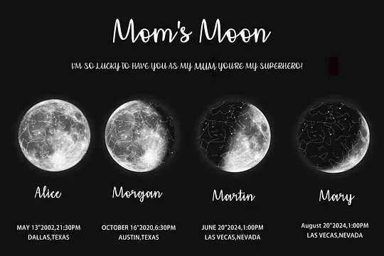 Mother's Day Special Gift Customized Special Anniversary Moon Night Sky Family Gift - Mummy's Universe, Mum's Moons-Creatgifts