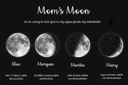 Mother's Day Special Gift Customized Special Anniversary Moon Night Sky Family Gift - Mummy's Universe, Mum's Moons-Creatgifts