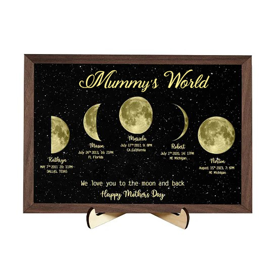 Mother's Day Gift Custom Moon Phase Art Frame for Mum - Mother's Universe, Mum's Gift