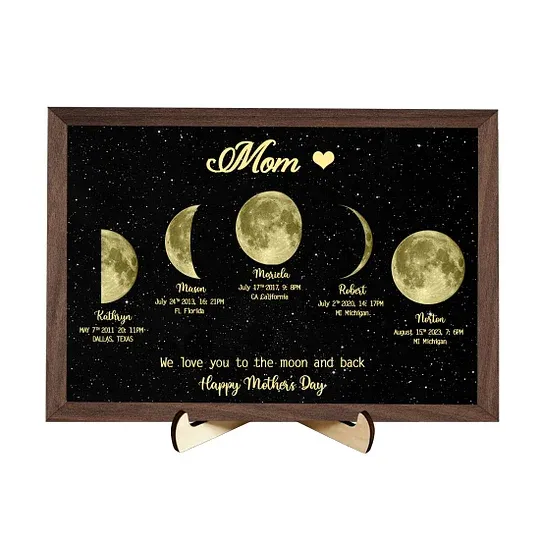 Mother's Day Gift Custom Moon Phase Art Frame for Mum - Mother's Universe, Mum's Gift
