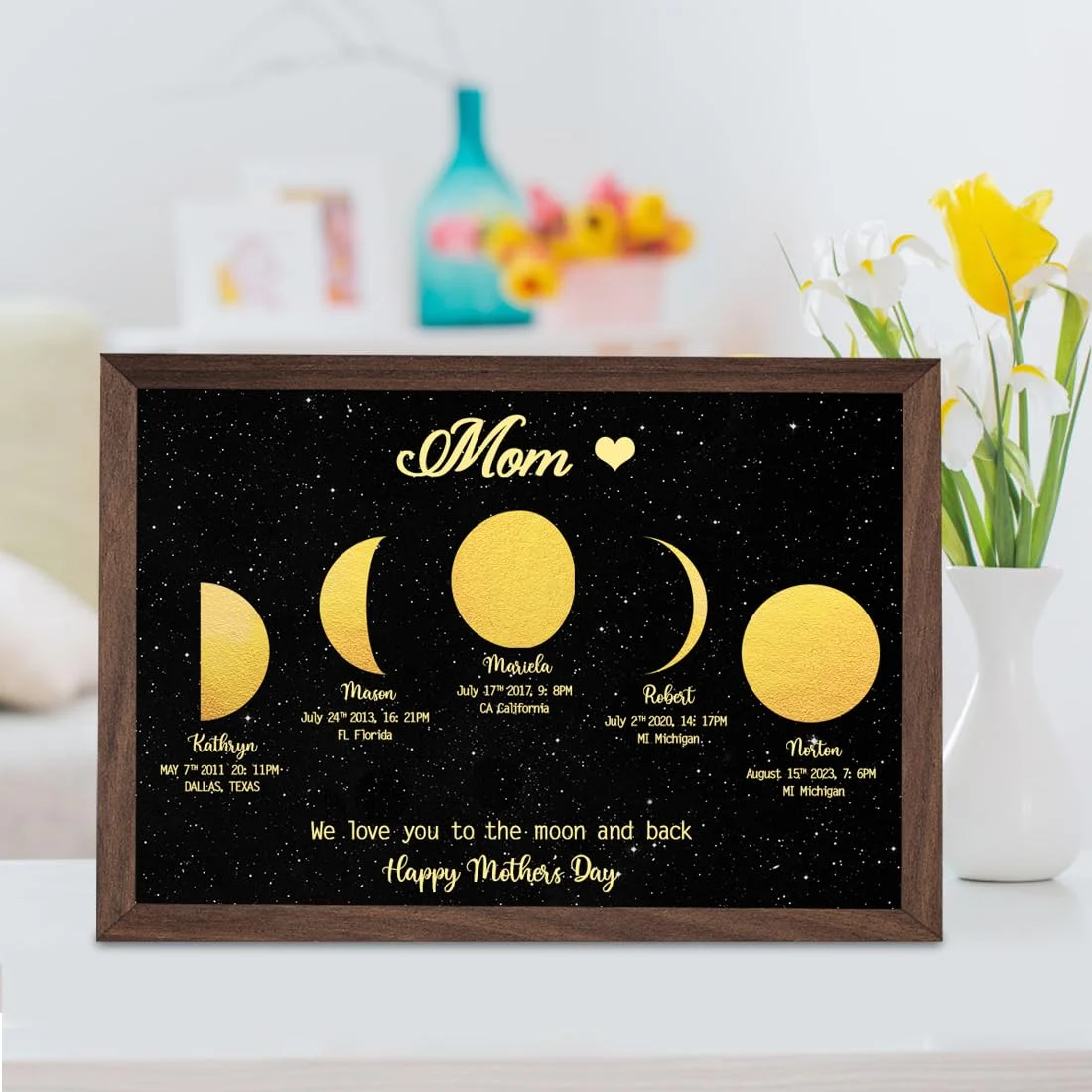 Mother's Day Gift Custom Moon Phase Art Frame for Mum - Mother's Universe, Mum's Gift