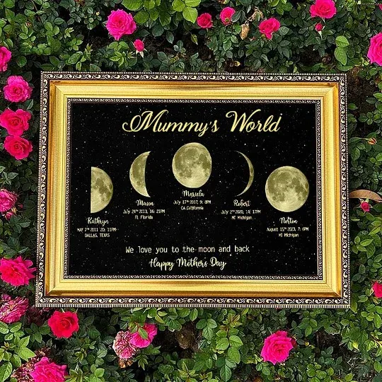 Mother's Day Gift Custom Moon Phase Art Frame for Mum - Mother's Universe, Mum's Gift