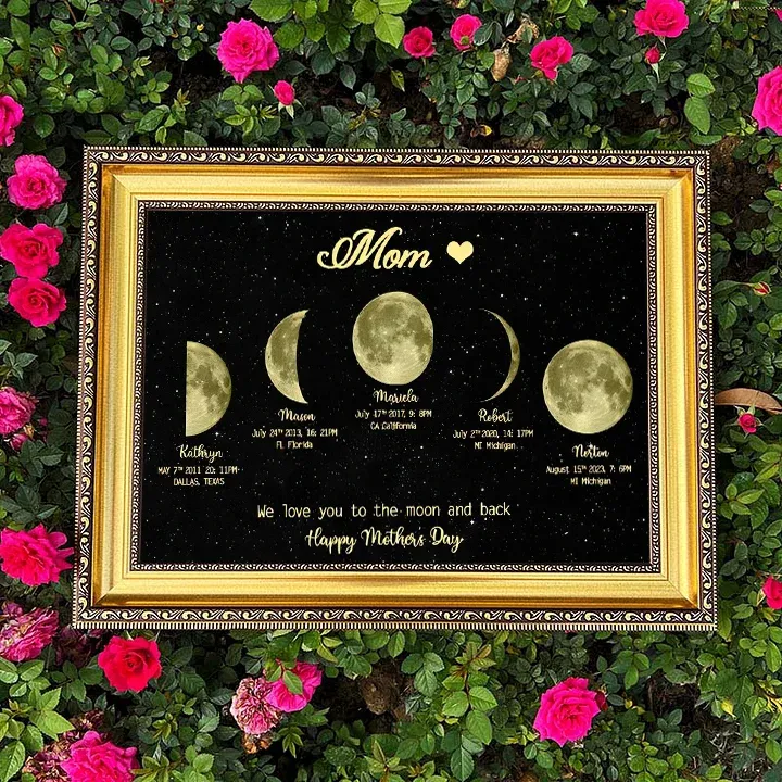 Mother's Day Gift Custom Moon Phase Art Frame for Mum - Mother's Universe, Mum's Gift