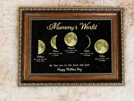 Mother's Day Gift Custom Moon Phase Art Frame for Mum - Mother's Universe, Mum's Gift