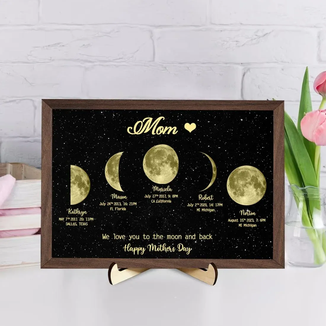 Mother's Day Gift Custom Moon Phase Art Frame for Mum - Mother's Universe, Mum's Gift