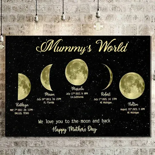 Mother's Day Gift Custom Moon Phase Art Frame for Mum - Mother's Universe, Mum's Gift