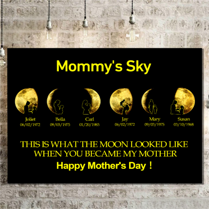 Mother's Day Gift Custom Moon Phase Art Frame Customized Moon Phase with People Silhouette Frame