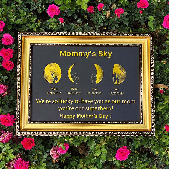 Mother's Day Gift Custom Moon Phase Art Frame Customized Moon Phase with People Silhouette Frame