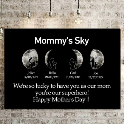 Mother's Day Gift Custom Moon Phase Art Frame Customized Moon Phase with People Silhouette Frame