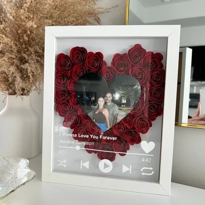 Personalized Roses Flower Shadow Box With Couple Photo For Wedding Anniversary Valentine's Day