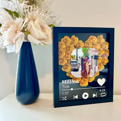 Personalized Roses Flower Shadow Box With Couple Photo For Wedding Anniversary Valentine's Day