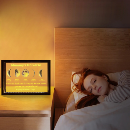 Led light frame with text and date - mum's universe