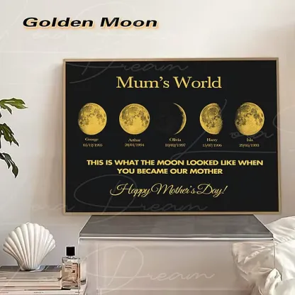 Mum's Universe - Personalized Moon Phases Frame With Text & Date - Gift for Mum, Mother's Day Gift