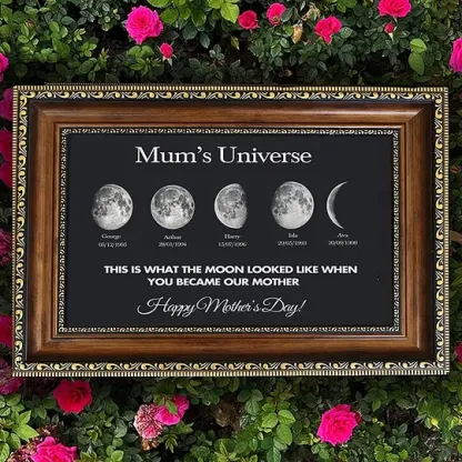 Mum's Universe - Personalized Moon Phases Frame With Text & Date - Gift for Mum, Mother's Day Gift